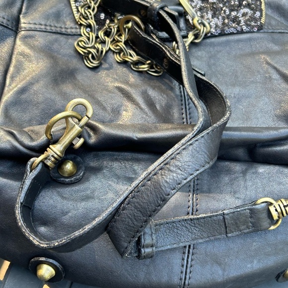 Via Repubblica Genuine Leather Sequin Convertible Backpack Purse Y2K Boho main image 6